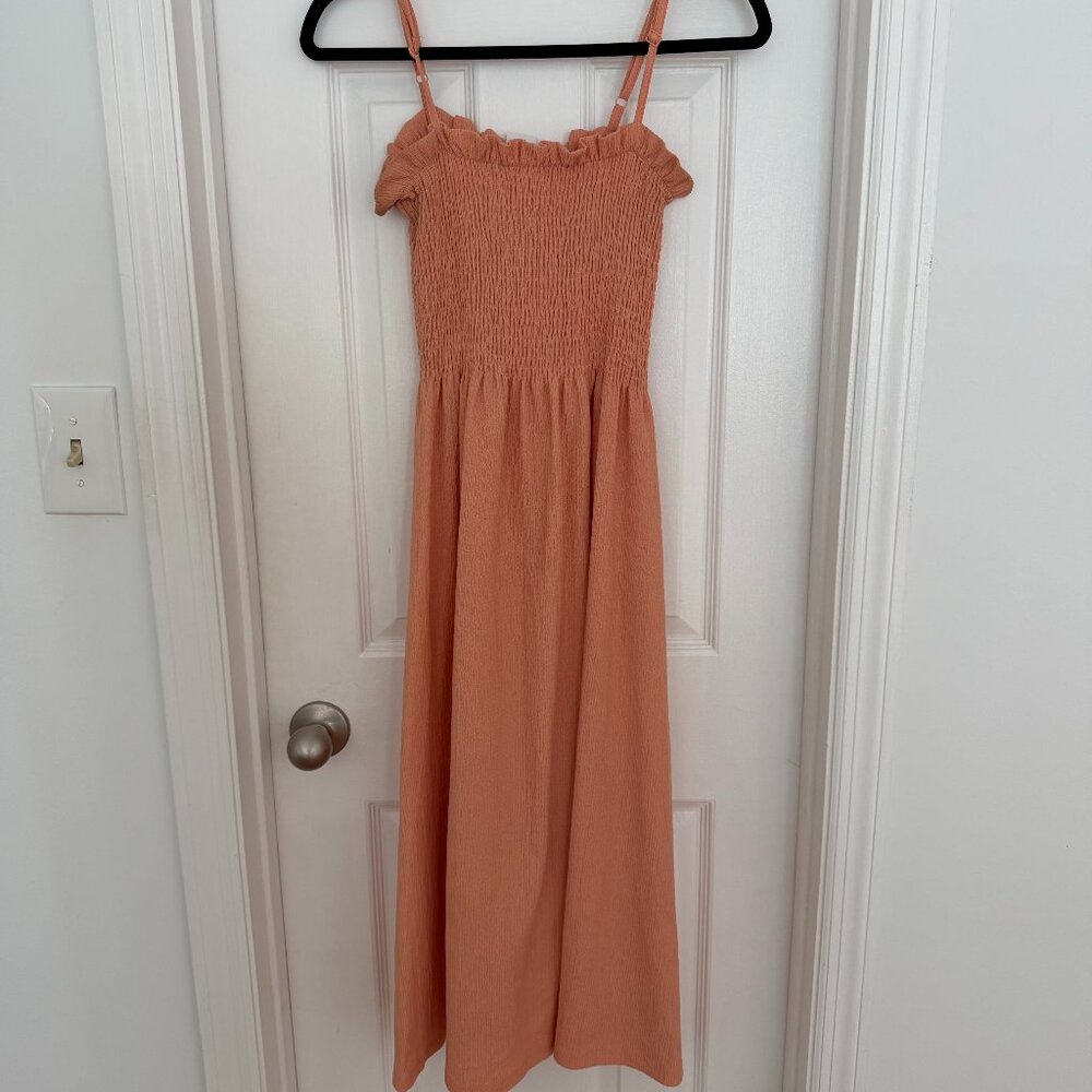 Orange summer midi dress, S